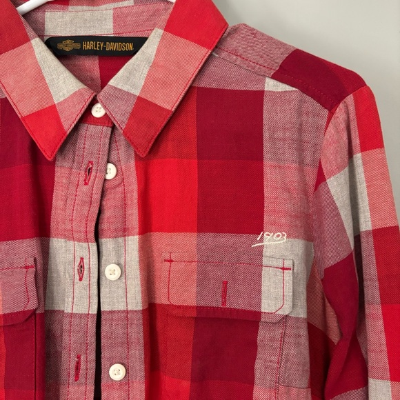 Women’s red HARLEY DAVIDSON flannel button down - Picture 4 of 4